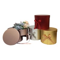 Metal texture small MOQ 2 layers luxury round flower gift box wholesale